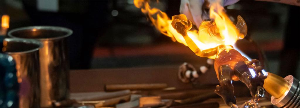 Glass sculpture being worked in a flame