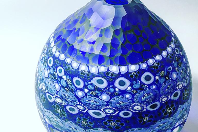 Blue glass vase by Cat Burns
